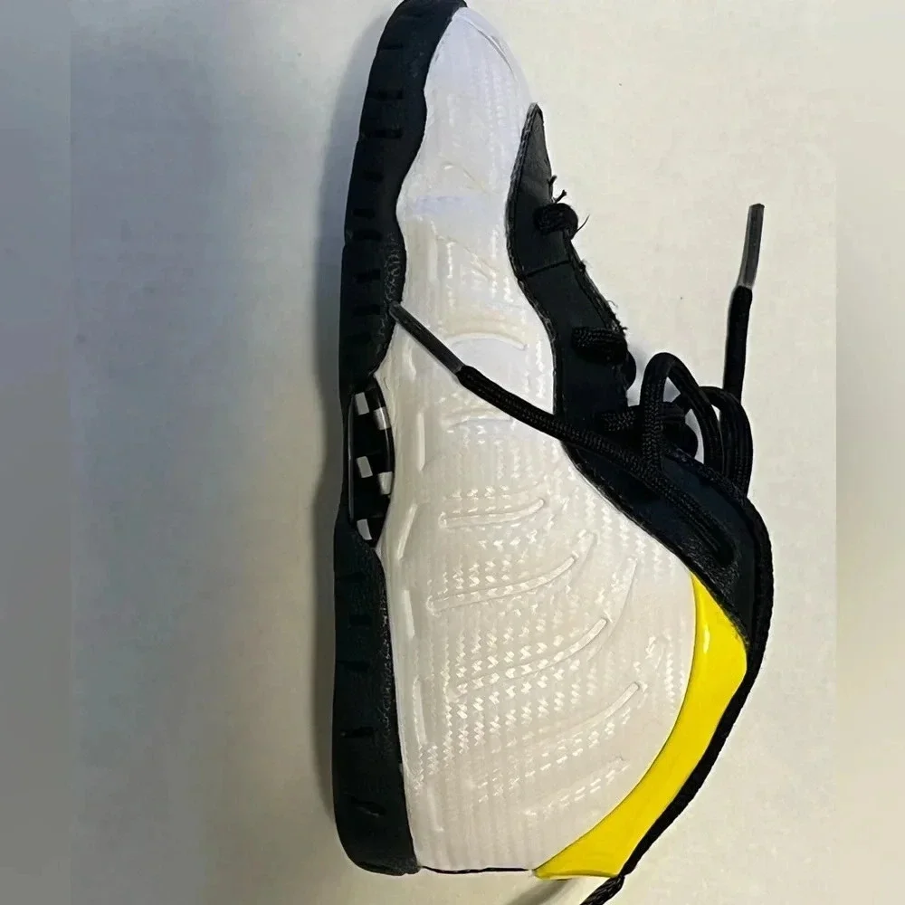 Nike Little Posite Foamposite kids tennis shoes size 10C yellow trim black white